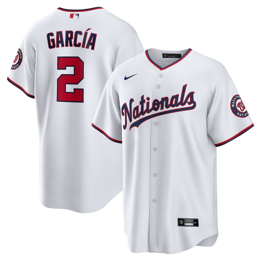 Men's Washington Nationals Luis Garcia #2 White Home Jersey Men's Washington Nationals Luis Garcia #2 White Home Jersey